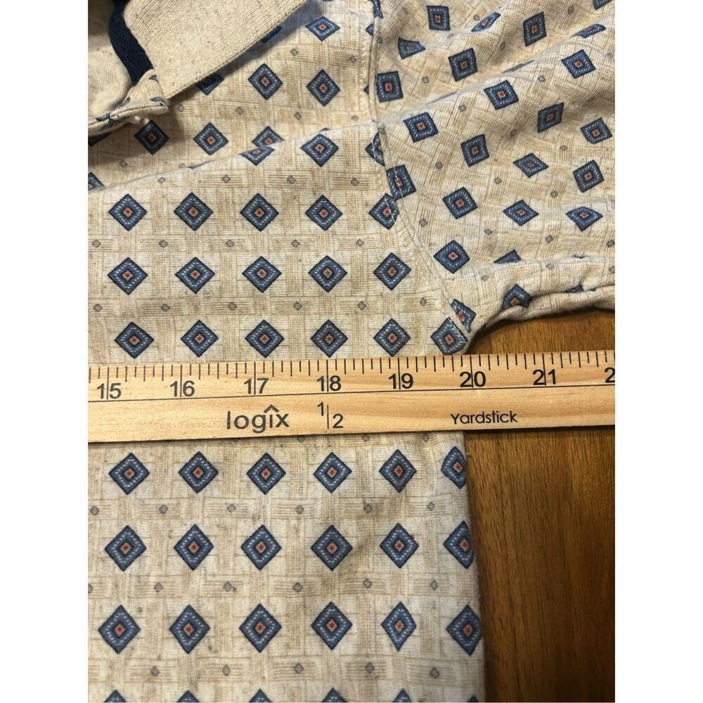 Chaps Ralph Lauren VTG Y2k Polo Shirt Mens Medium Geometric Long Sleeve - Picture 4 of 6